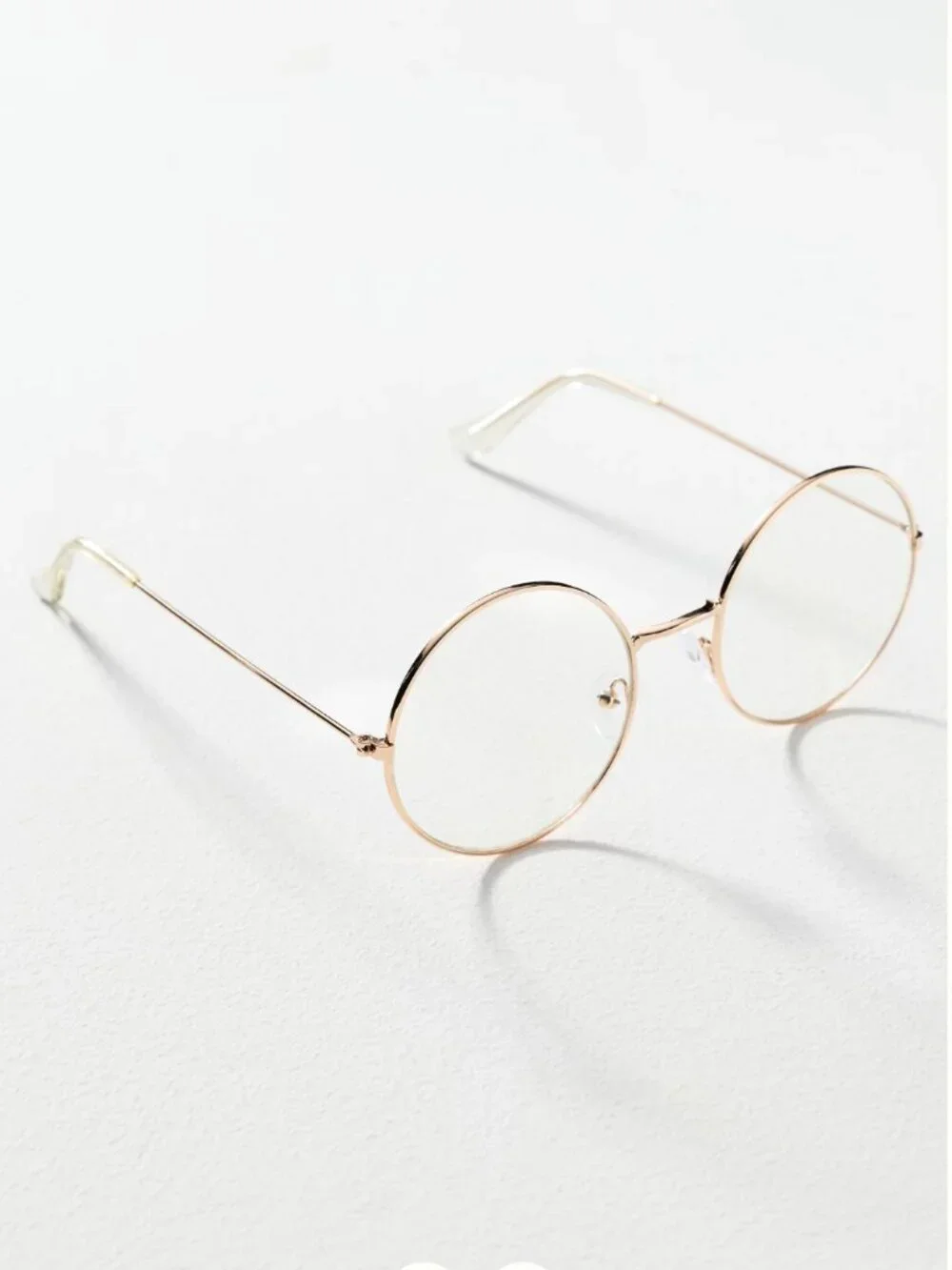 Anthropologie Gold Wire Frame Clear Lens Glasses Round Oversized
